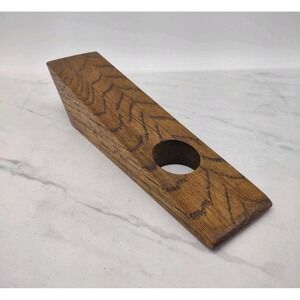 Rustic Handmade Candle Holder Wood Wedge Design Hole Round Signed Dan Gravance